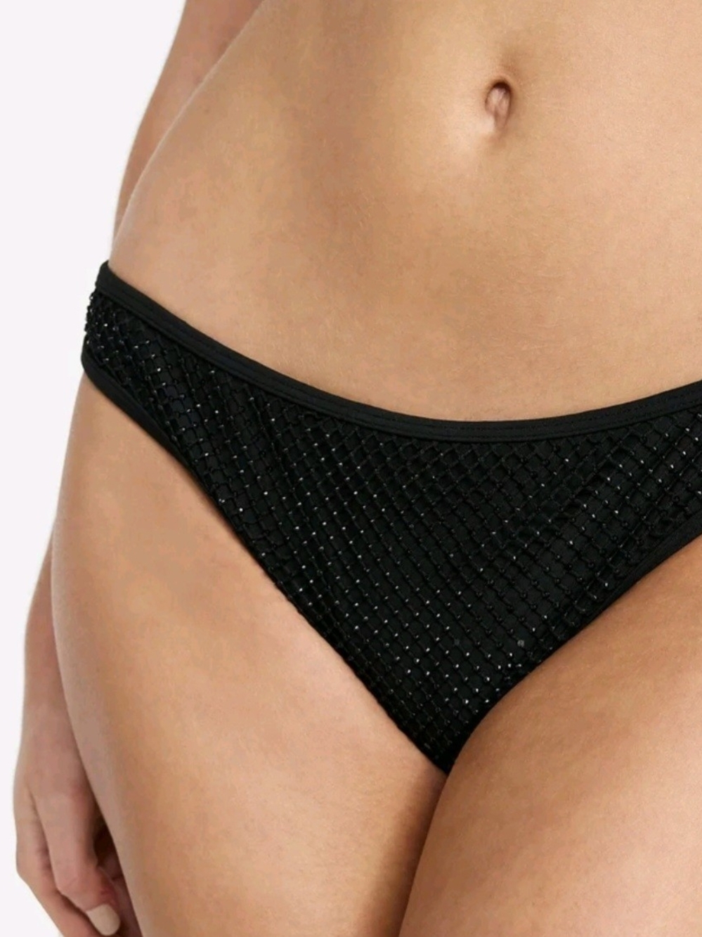 Faux Rhinestone Bikini Bathing /Swim Suit Bottom Black NWT Size XXL (20)
